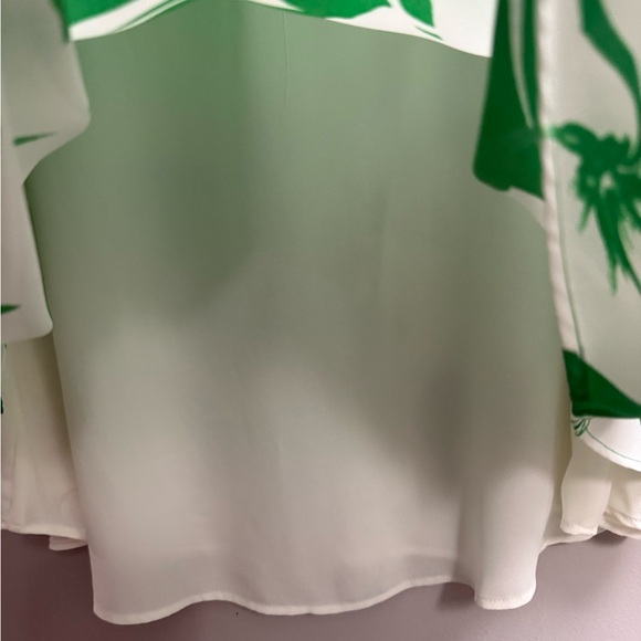NWOT White House Black Market Green + White Tropical Paradise Blouse Women’s XL - Picture 5 of 12